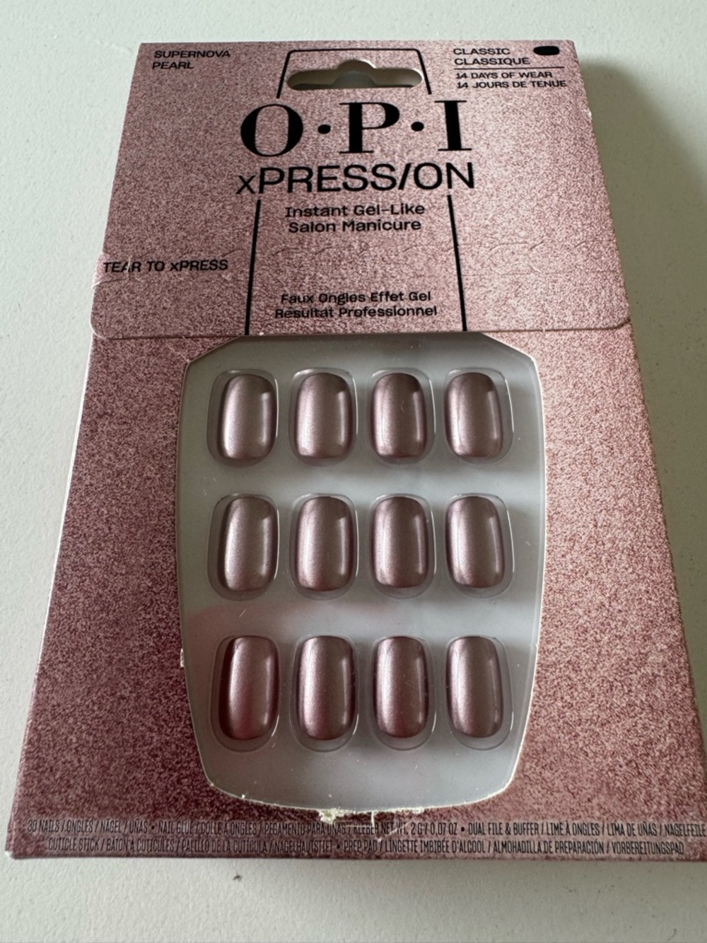OPI Press-On Nails - Shimmery Rose Pearl Pink Purple